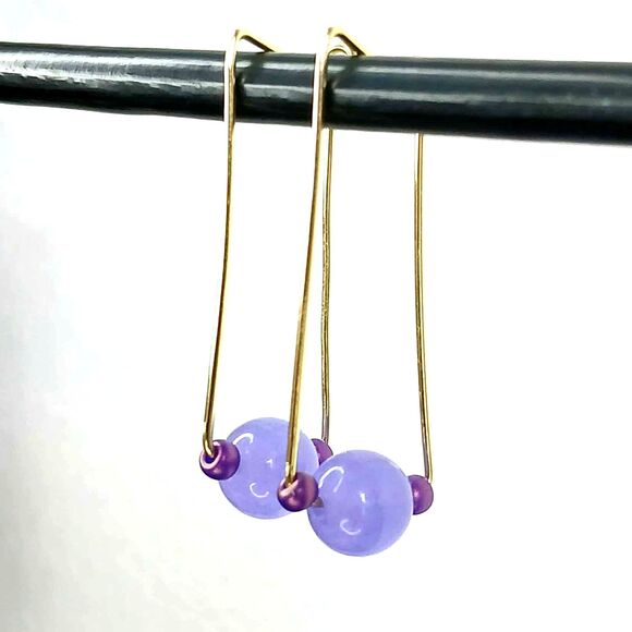 Dyed Jade Crystal Dangle Earrings, Boho Chic Gemstone Jewelry, 1.5" - Picture 1 of 3